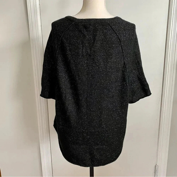 Joie Jolena Wool Cashmere Poncho Sweater XS Black Silver Metallic Shimmer Knit - Picture 11 of 16